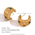Détail de boucles d'oreilles vintage en malachite et zircon plaquées or 18 carats - Boucles d'Oreilles Œil de Malachite - Or