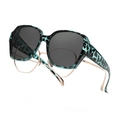 Polarized fit-over sunglasses for women featuring green leopard animal print pattern - Cyan Tortoise Frame Black Grey Lens