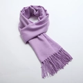 Purple cashmere-feel winter scarf featuring fringe details and twill weave texture - Light Purple