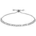 Dettaglio del bracciale in argento regolabile con pietre di zirconia quadrate e rotonde - Pietre Tonde e Quadrate / Oro Bianco
