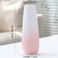 Modern white and pink gradient ceramic vase with vertical wavy texture 21cm height - Lingyun (Pink) 21cm