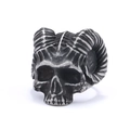 Retro stainless steel ram skull ring for men with vintage gothic silver finish - US 7 / Vintage Silver (13406)
