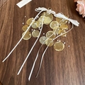 Orecchini a nappa con dischi in resina gialla e fiocco in nastro di seta bianco elegante - 4# Monachella - Giallo