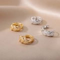 Chic heart-shaped C-style hoop earrings with cubic zirconia in gold and silver finish - Pave Heart Gold