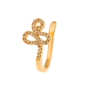 U-shaped non-piercing gold nose clip with cross pattern and sparkling cubic zirconia stones - Cross Twist (X611) / Gold