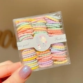 Colorful elastic hair ties for girls in a transparent box with cartoon girl and cat design - Ribbed Spring Colors Series