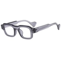 Translucent gray square flat frame glasses with thick wavy temples on a white background - C9 Transparent Grey Anti-blue Light Clear Lens