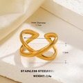 Gekruiste 18k vergulde roestvrijstalen open ring met minimalistische geometrische lijnen - Kruisgeometrische Lijnstijl (701-2)