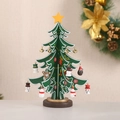 Green DIY wooden Christmas tree desktop decor with cute miniature ornaments and golden star - Y1070/Small 3-Piece/Green/18*22*3CM