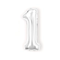 Silver number 1 foil balloon with metallic finish for birthday and party decorations - 16 Inch Number 1-Silver