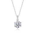 Elegant 925 sterling silver necklace featuring 3 carat round brilliant moissanite pendant - Six-Prong Round Style (P11448) - 3ct + GRA Certificate