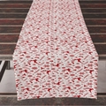 Christmas table runner featuring red reindeer and snowflakes on a white background - 33*183cm / White Base Red Reindeer