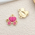 Pink and gold pumpkin carriage alloy charms for DIY jewelry making and earrings - Pumpkin Carriage (11973)