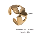 Detalle de anillo ajustable de manos con corazón, altura 12mm y diámetro interno 17,4mm - Abierto Ajustable / Dorado
