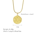 Golden stainless steel necklace featuring celestial sun moon and stars relief pendant - Gold