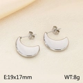 Pendientes de aro en forma de U de cadena plateada en acero de titanio minimalista - Estilo de Luna Creciente (KE115137-KFC) / Color Acero