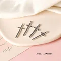 Vintage silver alloy cross pendant with embossed texture for DIY earring making 12x31mm - Cross Style 12 / Antique Silver