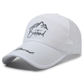 White breathable mesh baseball cap with mountain embroidery for outdoor sports - Adjustable / White