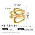 Detailed size measurement of a gold geometric cutout star ring in stainless steel - Adjustable Open / Gold (NB-R24184)