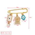 Lucky evil eye safety pin brooch with blue Hamsa hand and Ain Dubai ferris wheel charms - Eye Ferris Wheel Hamsa Hand Style (BE1727WH04)