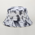 Chapeau de pêcheur pliable en coton avec motif abstrait d'arbres éclair noir et blanc - M(56-58cm) / Gris