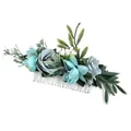 Handmade bridal hair comb with blue and cyan fabric flowers and silver metal pins - FS41-4 Blue