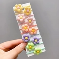 Set of 10 colorful candy-colored flower elastic hair ties for kids in five vibrant shades - Matte Flower 10-Piece Set
