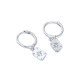 Silver S925 huggie hoop earrings with starburst pendant and sparkling crystal - 16-Silver Starburst Square