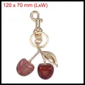 Sparkly red cherry bag charm with gold lobster clasp and key ring, 120x70 mm size - Champagne Red with Light Gold