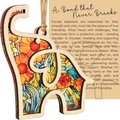 Adorno de elefante de madera con diseño floral y cuerda, regalo para la amistad - Elefante de Flores Coloridas-Tarjeta de Amistad