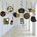 Decorazioni a spirale pendenti per Capodanno 2026 in nero e oro per feste festive - Set di 10 Spirali di Capodanno 2026