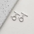 Detailed view of polished 14K gold-plated OT toggle clasps with sparkling CZ stones for DIY jewelry - Style H Round Beaded Zirconia / Silver