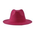 Deep pink wool felt fedora hat with a classic wide brim and stylish indented crown - One Size (58cm) / Rose Red