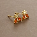 S925 gold plated bee stud earrings with orange marquise cubic zirconia crystals - Gold Orange Zirconia