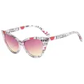 Occhiali da sole cat-eye con montatura a cuori e lenti rosa sfumate - C5-Lettera Cuore