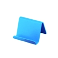 Blue plastic desktop stand for mobile phones and tablets with minimalist folding design - Blue