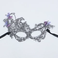 Maschera in pizzo argento con farfalle viola per ballo in maschera e festa di Halloween - Maschera bronzante a farfalla-Argento