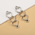 Connettore a tre cuori in argento antico per collane e bracciali fai-da-te fatti a mano - Argento Antico