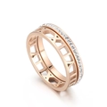 Roségoldener 2-in-1 Ring mit römischen Ziffern und funkelndem weißen Diamantbesatz - US 8 / Roségold (KR103310-KFC)