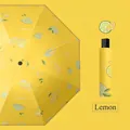 Yellow lemon pattern folding umbrella with matching compact storage case and lemon print - Lemon Yellow / Manual