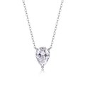 Elegant S925 silver necklace featuring a pear-cut moissanite pendant on a white background - Pear Cut Style (N14146) + GRA Certificate
