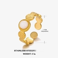 Vintage 18k gold plated stainless steel ring with white stone and hammered texture - Size 7 (Adjustable) / White Jade Ring (Gold)