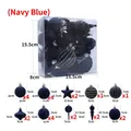 Set di palline di Natale floccate blu navy con dettagli dorati per l'albero di Natale - Set da 24 / Blu navy