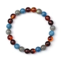 Pulsera elástica de piedras naturales de 8mm en colores azul, gris y marrón - Azul y Rojo