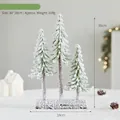 Miniature snow-covered pine trees on wooden base, 30x18cm Christmas table decoration - T24-T446A Triple Snow Tree Set