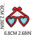Detailed view of heart sunglasses embroidery patch with precise dimensions 6.8x6cm - Blue Lens Red Frame Heart Glasses (18号)