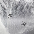 Halloween decorative white spider web with two black spiders for haunted house decor - Spider Web And Spiders (Large) / White