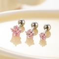 Pink star-shaped zircon screw back earrings in three sizes on a premium tray - 5mm Zircon (Single) / Pink (A148-2#)
