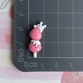 Detailed size view of strawberry and rabbit resin charm on measuring mat for DIY crafts - Rabbit Strawberry String / Watermelon red
