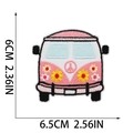Detailed size specifications for the retro bus embroidery patch in 6cm by 6.5cm dimensions - Retro Bus with Flowers (W9HD-12-15)